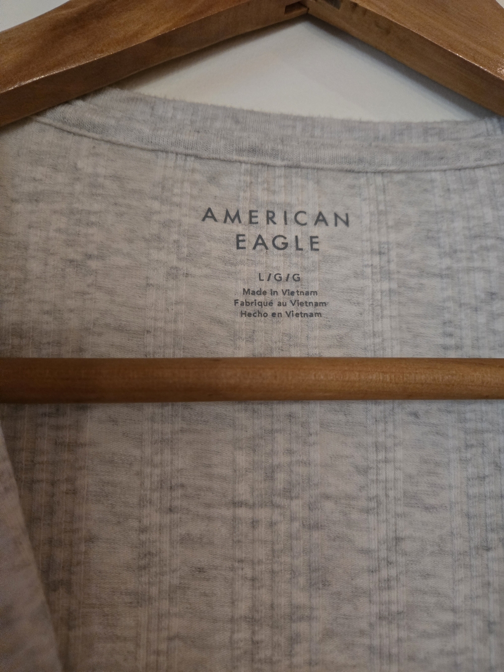 American Eagle Outfitters Light Gray Ribbed Long-Sleeve Top - Picture 3 of 3